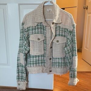 POL Beige and Green Tweed Jacket
